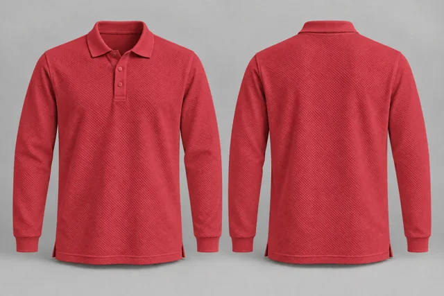 Deep Red Full Sleeves honeycomb polo