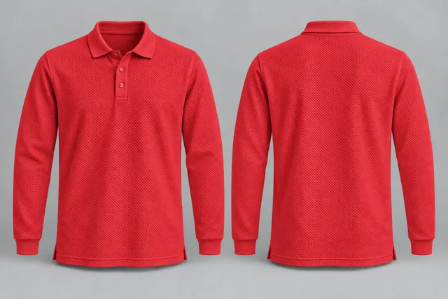 Bright Red Full Sleeves honeycomb polo