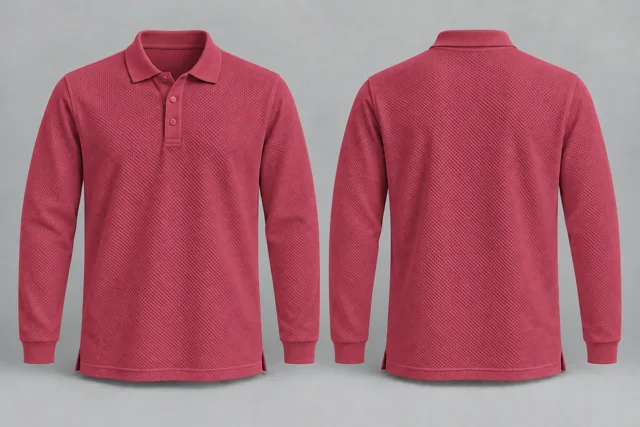 Wine Rose Full Sleeves honeycomb polo
