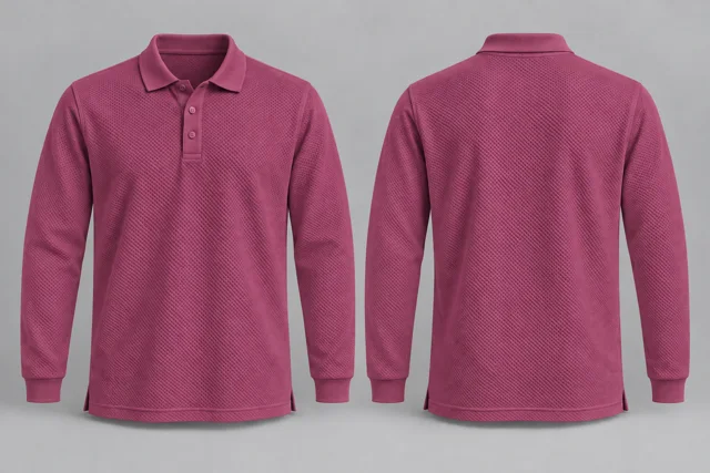 Plum Full Sleeves honeycomb polo