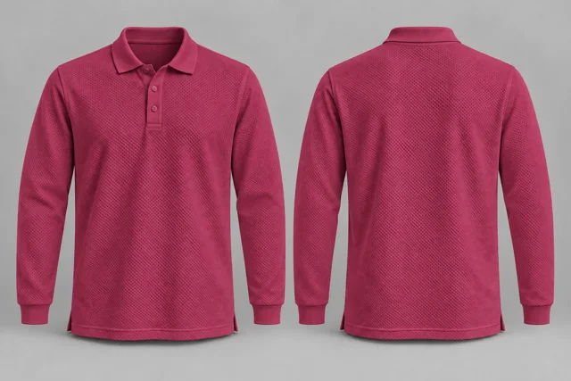 Raspberry Full Sleeves honeycomb polo