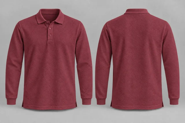 Maroon Full Sleeves honeycomb polo