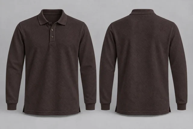Dark Brown Full Sleeves honeycomb polo