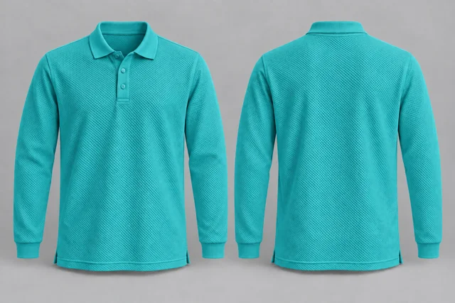 Sea Green Full Sleeves honeycomb polo