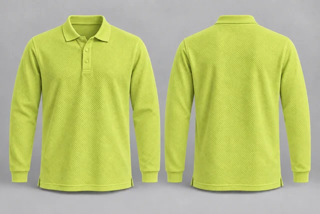Lime Yellow Full Sleeves honeycomb polo