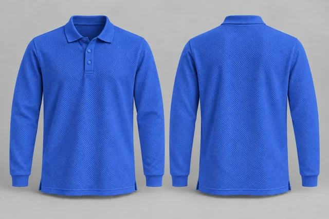 Royal Blue Full Sleeves honeycomb polo