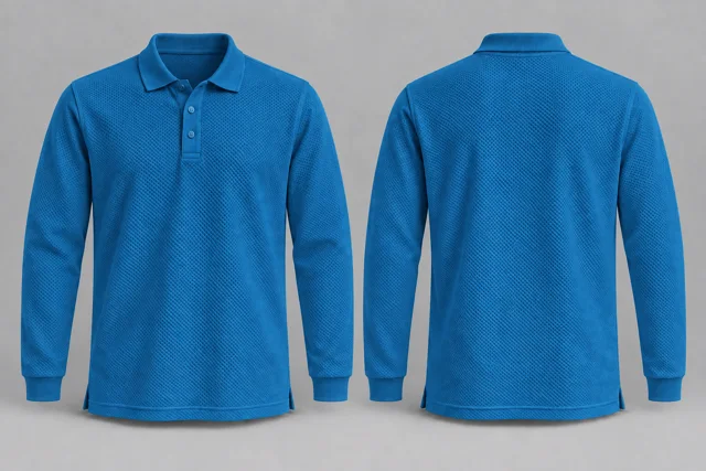 Azure Blue Full Sleeves honeycomb polo