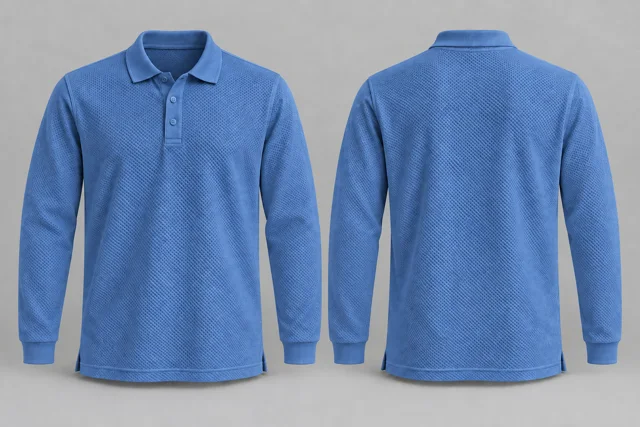 Sky Blue Full Sleeves honeycomb polo