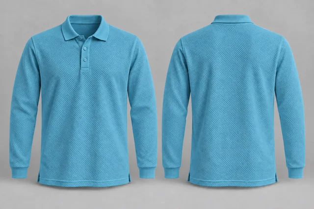 Light Aqua Full Sleeves honeycomb polo
