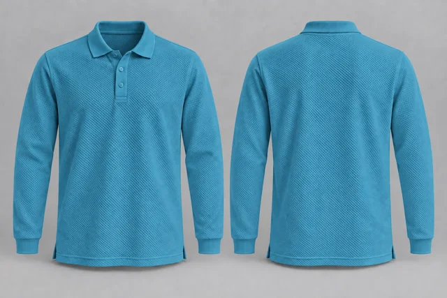 Turquoise Full Sleeves honeycomb polo