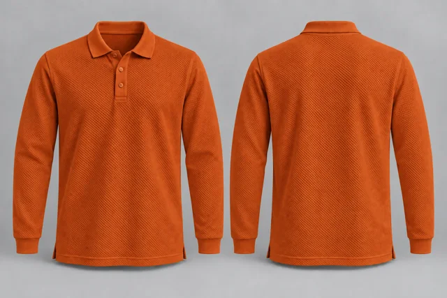 Orange Full Sleeves honeycomb polo