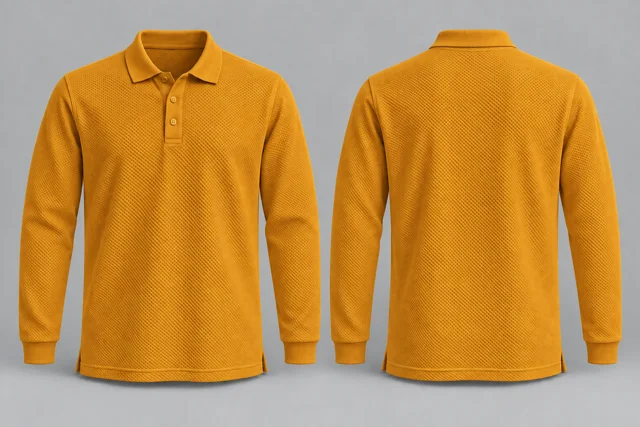 Golden Yellow Full Sleeves honeycomb polo
