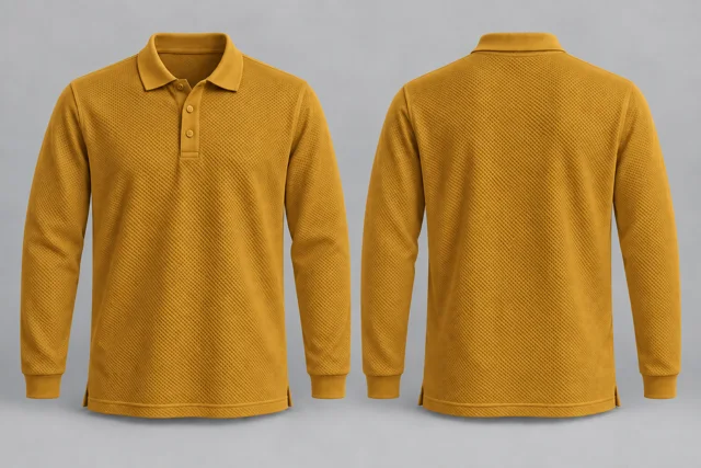Amber Yellow Full Sleeves honeycomb polo