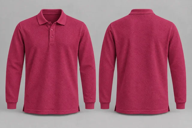 Fuchsia Full Sleeves honeycomb polo