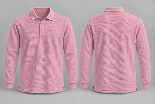 Light Pink Full Sleeves honeycomb polo