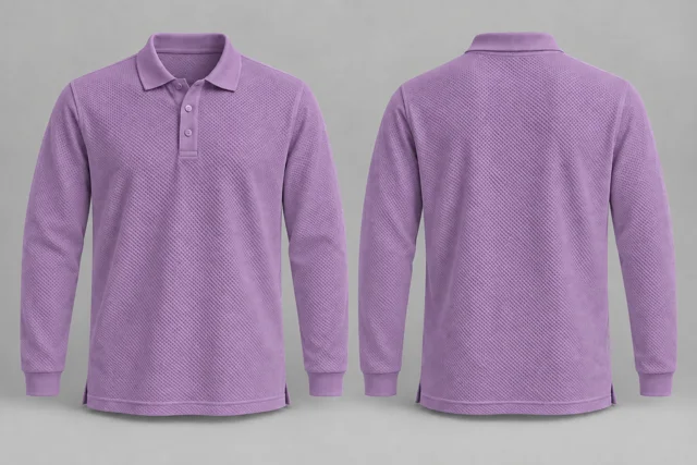 Lavender Full Sleeves honeycomb polo