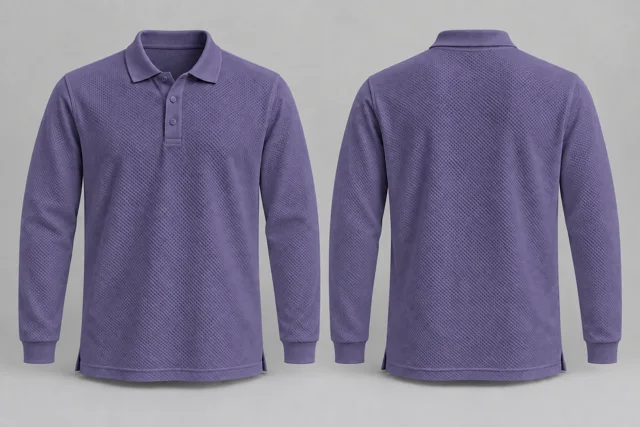 Muted Purple Full Sleeves honeycomb polo