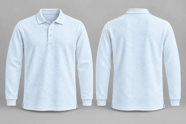 Cool White Full Sleeves honeycomb polo