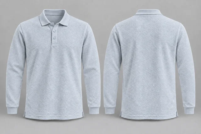 Silver Heather Full Sleeves honeycomb polo