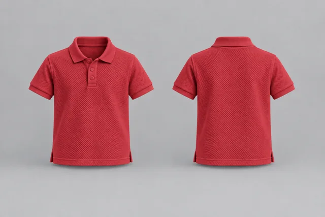 Deep Red Kids Short Sleeves honeycomb polo