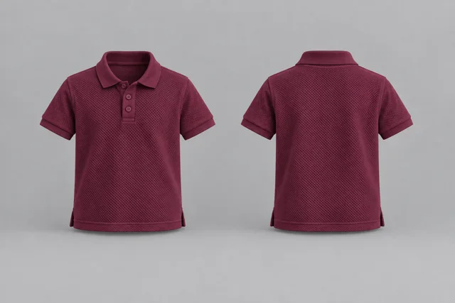 Dark Burgundy Kids Short Sleeves honeycomb polo