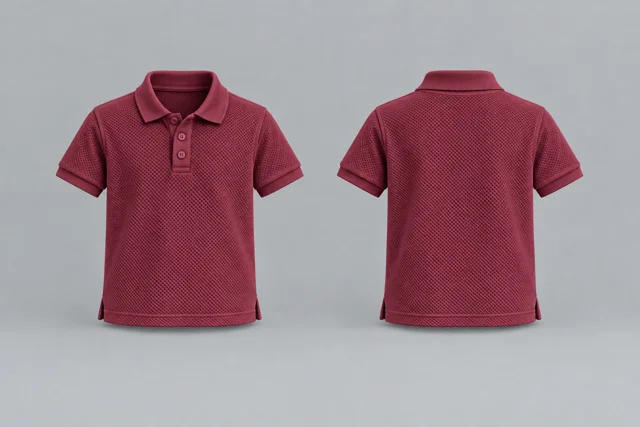 Maroon Kids Short Sleeves honeycomb polo
