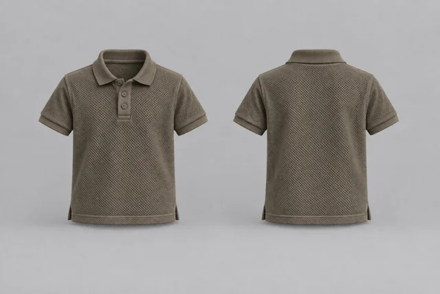 Olive Khaki Kids Short Sleeves honeycomb polo