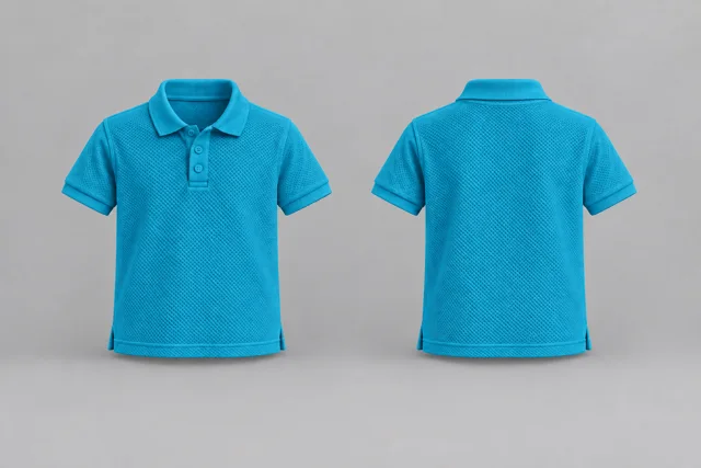 Cyan Kids Short Sleeves honeycomb polo