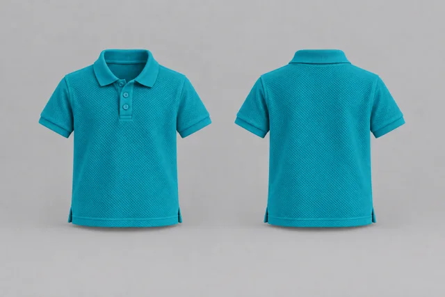 Teal Kids Short Sleeves honeycomb polo