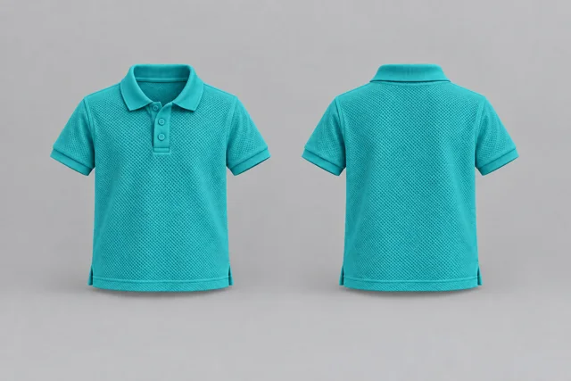 Sea Green Kids Short Sleeves honeycomb polo