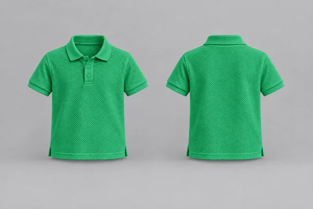 Emirates Green Kids Short Sleeves honeycomb polo