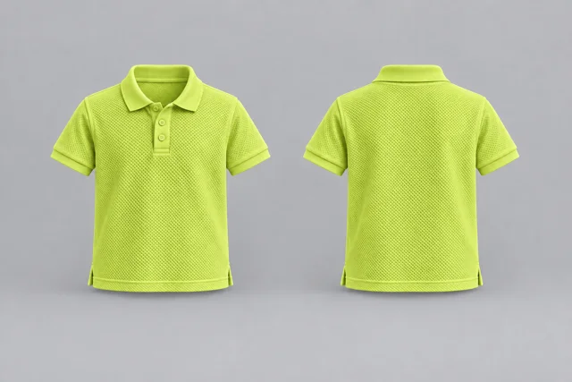 Lime Yellow Kids Short Sleeves honeycomb polo