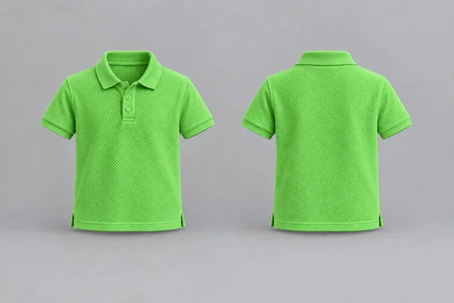 Parrot Green Kids Short Sleeves honeycomb polo