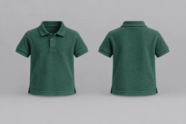 Bottle Green Kids Short Sleeves honeycomb polo