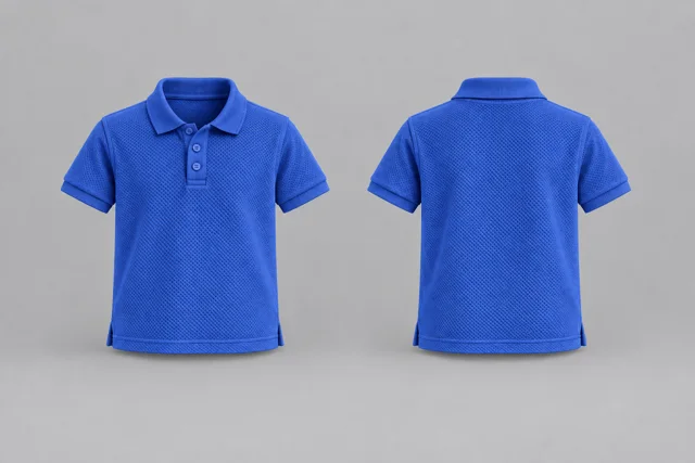 Royal Blue Kids Short Sleeves honeycomb polo