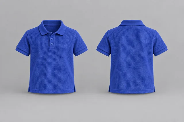 Deep Royal Blue Kids Short Sleeves honeycomb polo