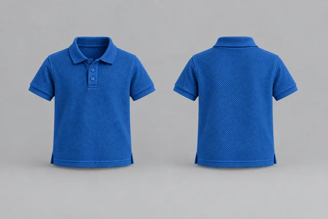 Cobalt Blue Kids Short Sleeves honeycomb polo