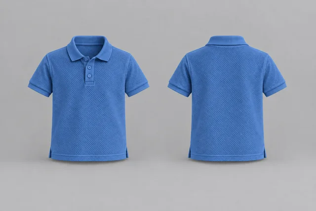 Sky Blue Kids Short Sleeves honeycomb polo