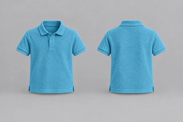 Light Aqua Kids Short Sleeves honeycomb polo