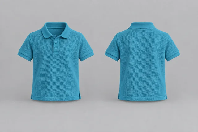 Turquoise Kids Short Sleeves honeycomb polo