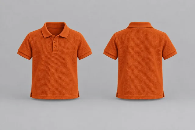 Orange Kids Short Sleeves honeycomb polo