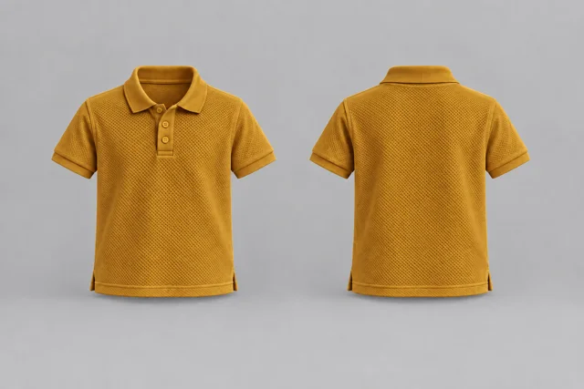 Amber Yellow Kids Short Sleeves honeycomb polo