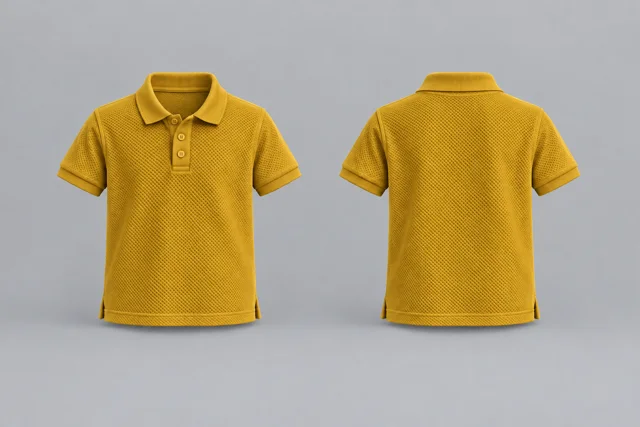 Sun Yellow Kids Short Sleeves honeycomb polo