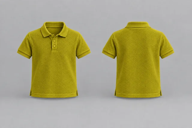 Lemon Yellow Kids Short Sleeves honeycomb polo