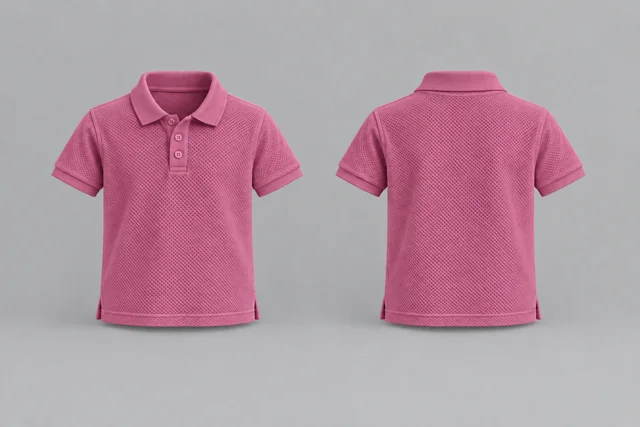 Rose Pink Kids Short Sleeves honeycomb polo