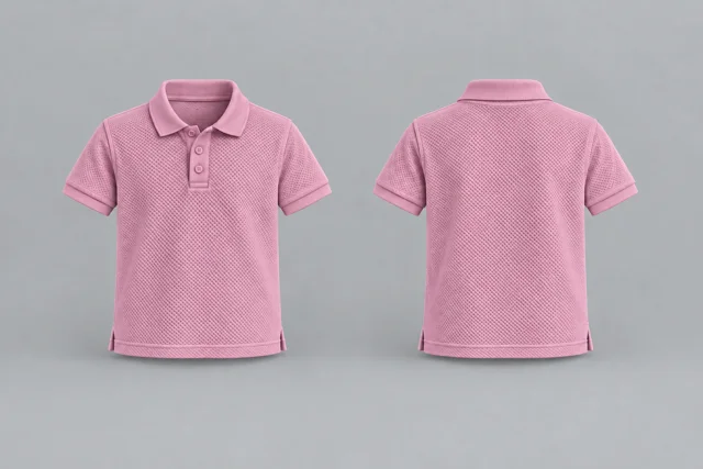 Light Pink Kids Short Sleeves honeycomb polo