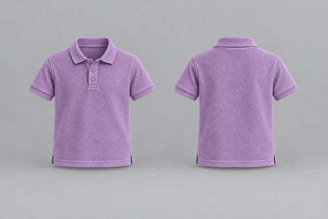 Lavender Kids Short Sleeves honeycomb polo