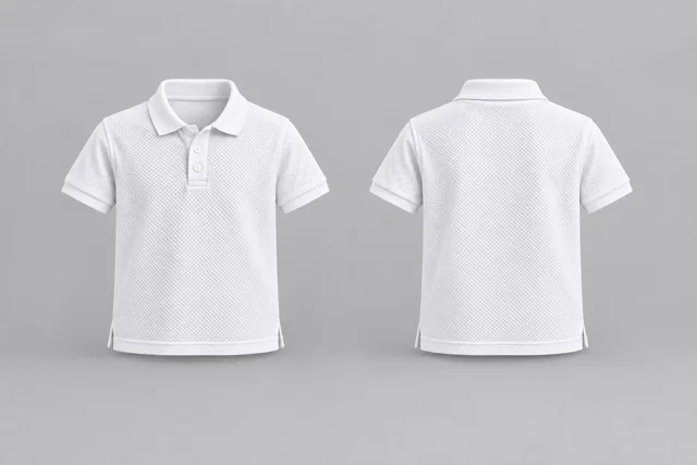 White Kids Short Sleeves honeycomb polo