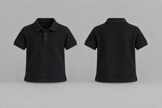 Black Kids Short Sleeves honeycomb polo