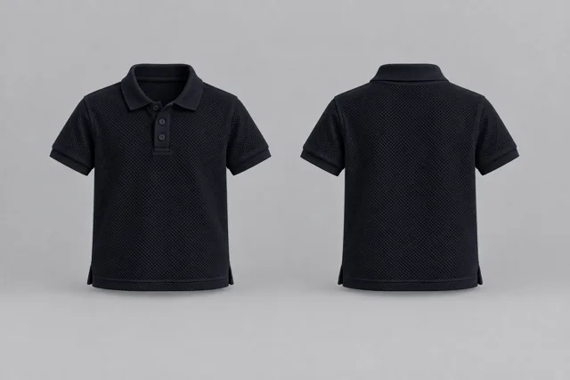 Blue Black Kids Short Sleeves honeycomb polo
